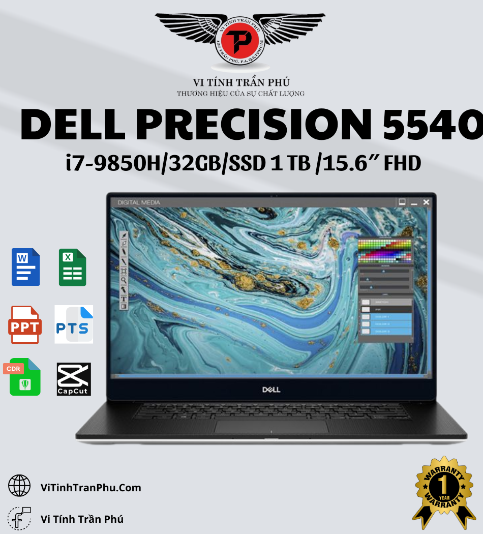 LAPTOP DELL PRECISION 5540 - I7 9850H/ 32GB/ Nvme 1TB/ Nvidia T2000 4Gb